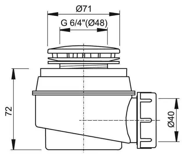А-47CR сифон для душ. поддона D50 ALCAPLAST
