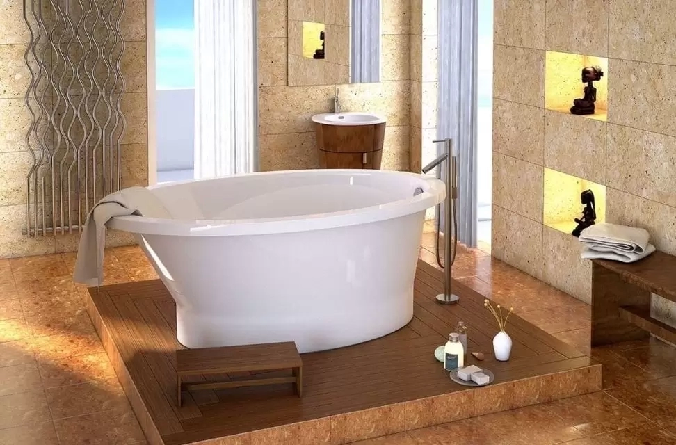 Белая ванна мраморная MILOS 1785x1040