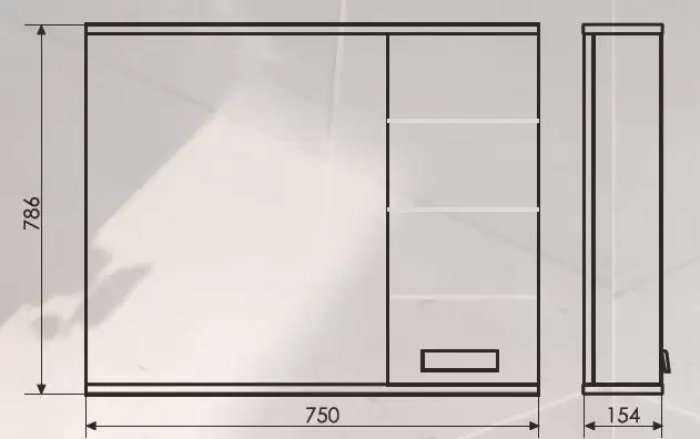 Зеркало-шкаф Модена 75 с подсветкой белое 786*750*154