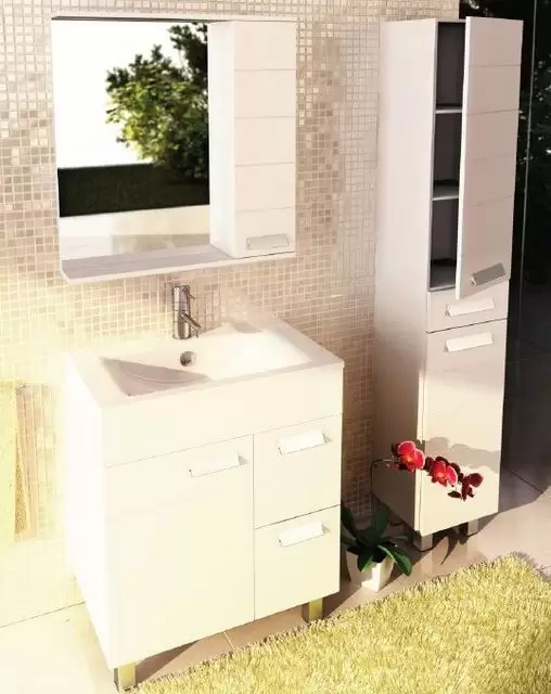 Зеркало-шкаф Модена 75 с подсветкой белое 786*750*154