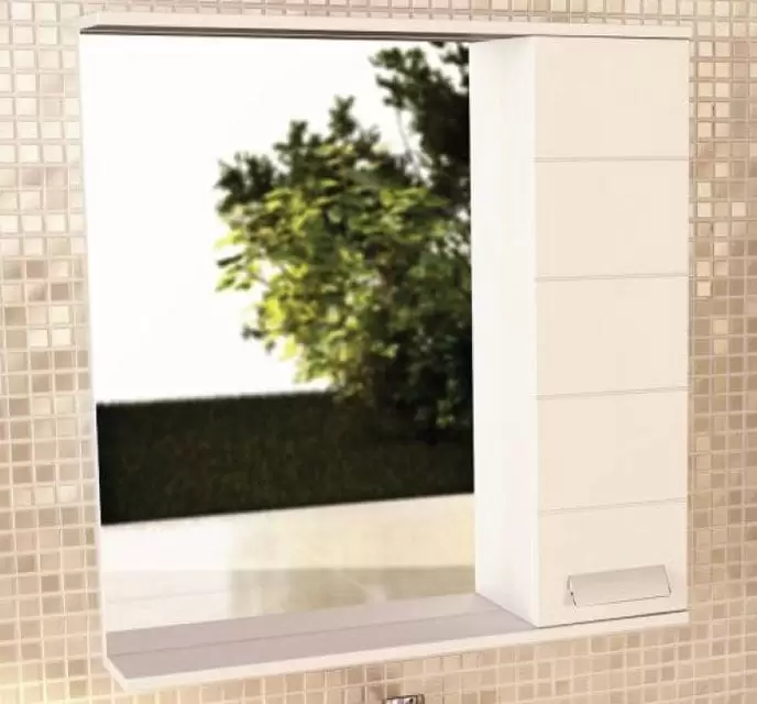 Зеркало-шкаф Модена 75 с подсветкой белое 786*750*154