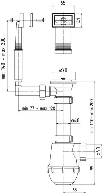 Сифон ГРОТ 1-1/2х40+перелив А-0140