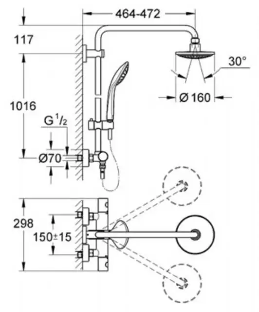 Душевая система Grohe Euphoria 450 см термостат 27296001