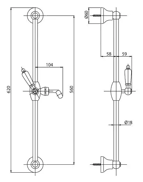 Штанга с лейкой LORD-SD-02-Bi, бронза, ручка белая