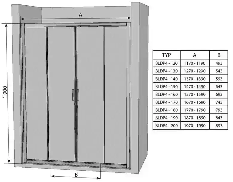 Душевая дверь Blix BLDP4-130 белый Грапе 0YVJ0100ZG