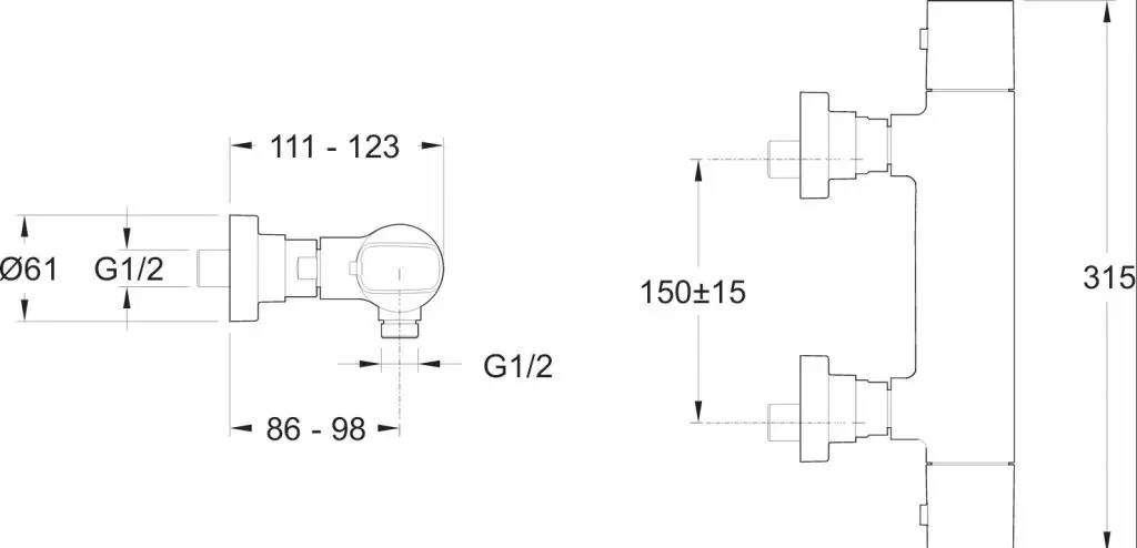 Смеситель для душа термостатический Aleo/Aleo+ E72352-CP