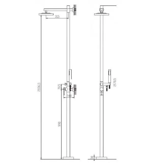 Комплект душевой напольный SHOWER SET 3000130-1A1462-1348