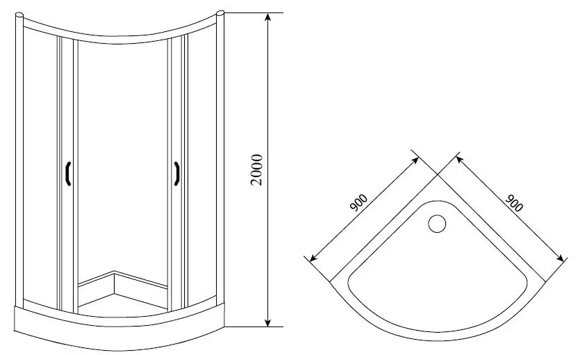 Душевой угол 90*90*200 см Romb Glass TL-9001