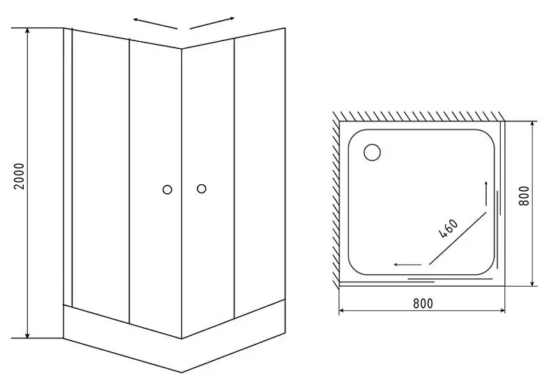 Душевой угол 80*80*200 см Romb Glass TL-8002