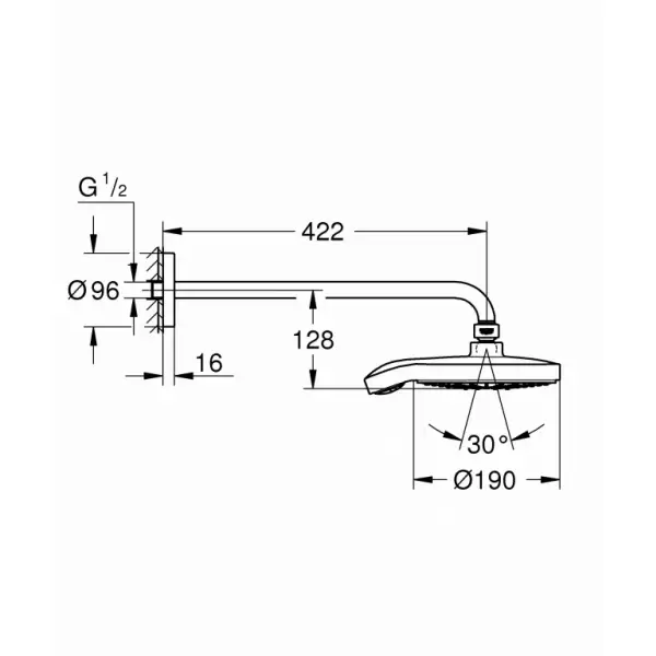 Набор верхний душ с душевым кронштейном 450 мм Power and Soul Cosmopolitan GROHE 26172000