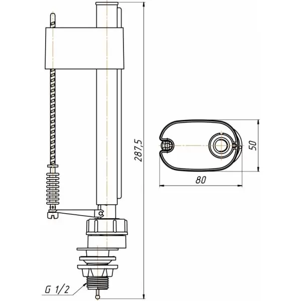 Набор с нижней подводкой шток пластик эконом WC4550