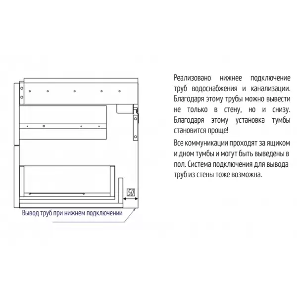 Тумба без раковины Америна 80 Н тёмно-коричневая 1A169401AM430