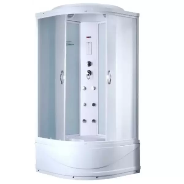 Кабина Есо витраж структурный матовый задние стенки белое стекло 900x900x2150 TE-0790