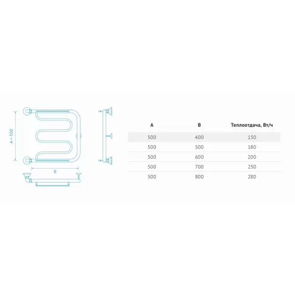 Полотенцесушитель водяной Вид 25 (1) 50*50 Фокстрот (телескоп. в комплекте)