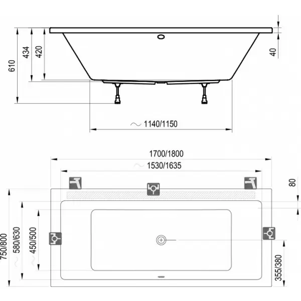 Ванна акриловая FORMY 01 1700x750 C691000000