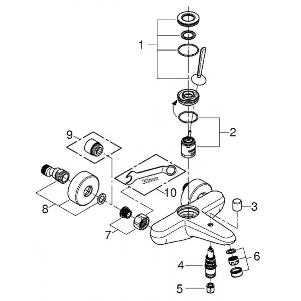Смеситель Eurodisc Joystick для ванны внешний монтаж 23431LS0