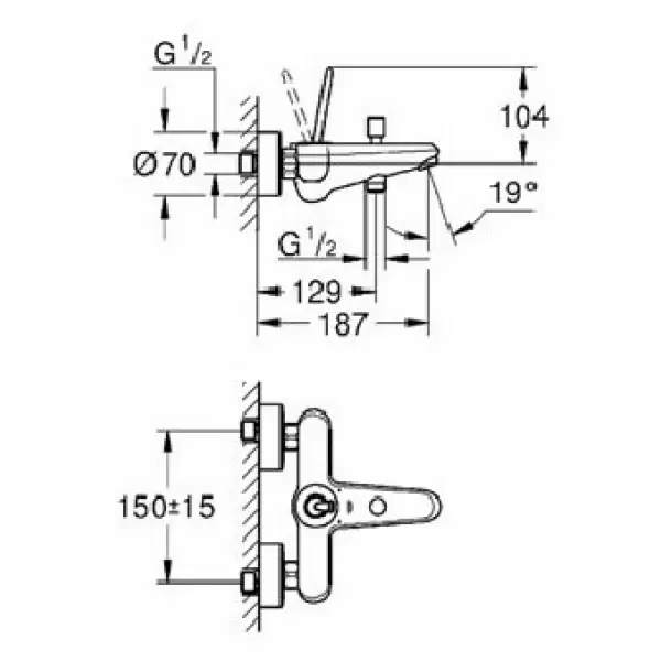 Смеситель Eurodisc Joystick для ванны внешний монтаж 23431LS0