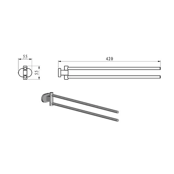 Полотенцедержатель (поворотный), 42 см CR 340.00 X07P319