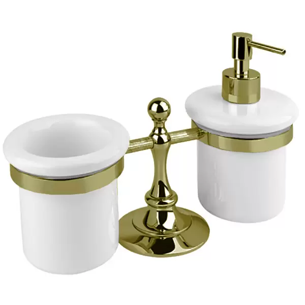 Стакан и диспенсер настольные OLIMP-TDT-02-М Металл Бронза