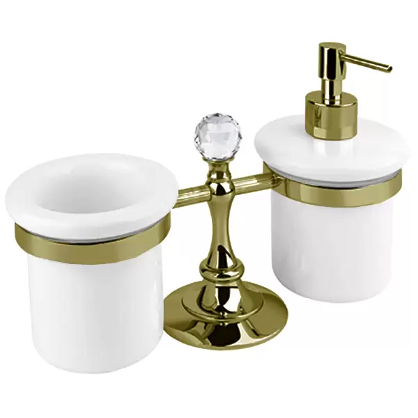 Стакан и диспенсер настольные OLIMP-TDT-02-Sw Swarovski бронза