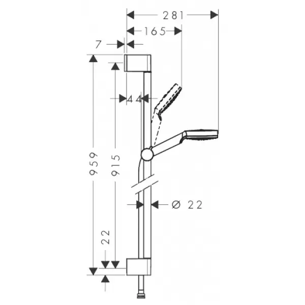Душевой набор Crometta 1jet/Unica 09 м 26537400 HANSGROHE