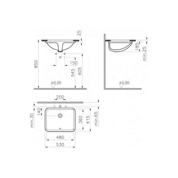 Умывальник S50 45 см белый 5300B003-0001
