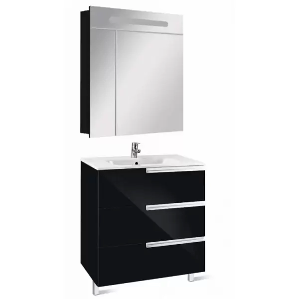 Комплект мебели VICTORIA NORD с тумбой с 3-мя ящиками, 80 (черный глянцевый) ZRU9302833