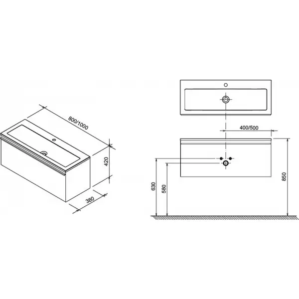Тумба под умывальник SD 1000 Clear белая/вишня X000000760