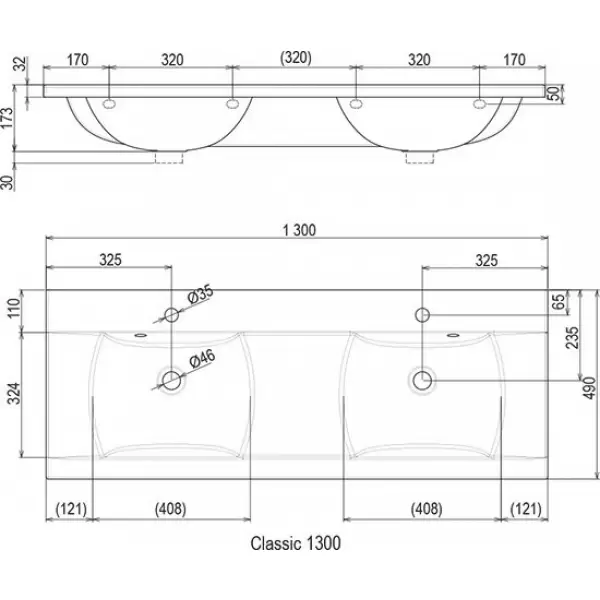 Тумба под умывальник SD-1300 CLASSIC каппучино/белая