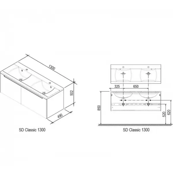 Тумба под умывальник SD-1300 CLASSIC каппучино/белая