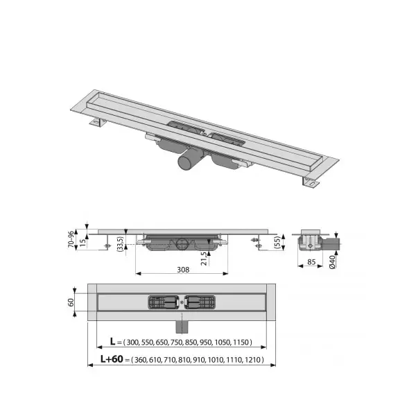 Водоотводящий желоб ЛОУ APZ101-550
