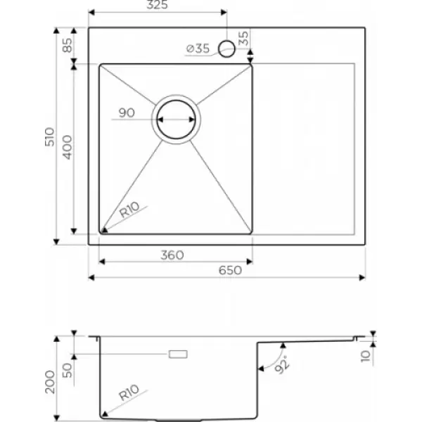 Мойка Akisame 65-GM-R (чаша справа) 4973098