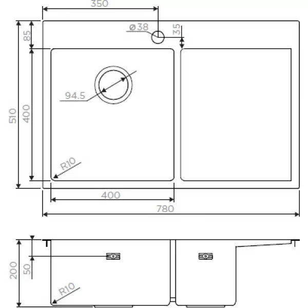 Мойка Akisame 78-LG-L (чаша слева) 4973085