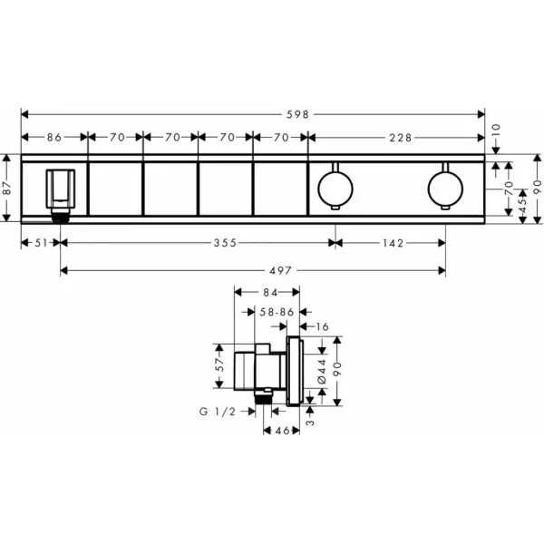 Панель RainSelect с 4 кнопками СМхром HANSGROHE 15357000
