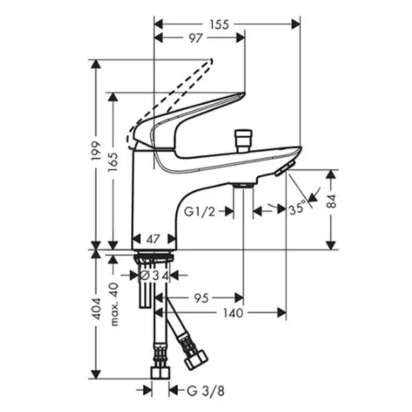 Смеситель Novus для ванны Monotrou HANSGROHE 71321000