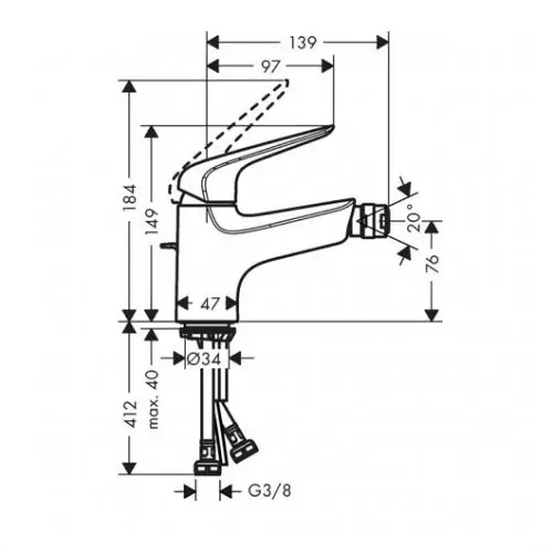 Смеситель Novus для биде HANSGROHE 71142000