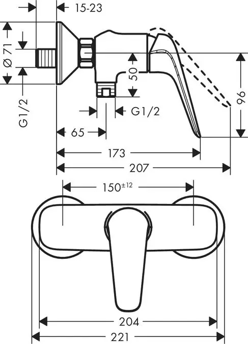 Смеситель Novus для душа HANSGROHE 71060000
