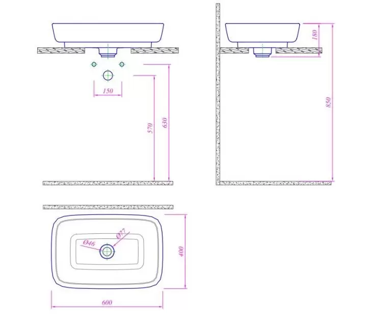 Раковина 60х40 см DOVE 7113935800