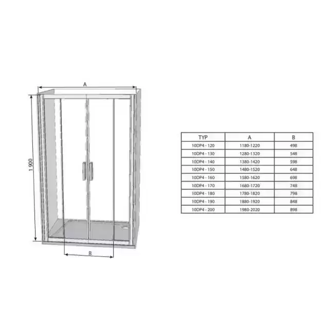 Душевая дверь 10DP4-120 белый + транспарент 0ZKG0100Z1