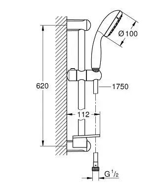 Душевой гарнитурTempesta New II с полочкой, душевая штанга /60/(хром) 27926001 GROHE