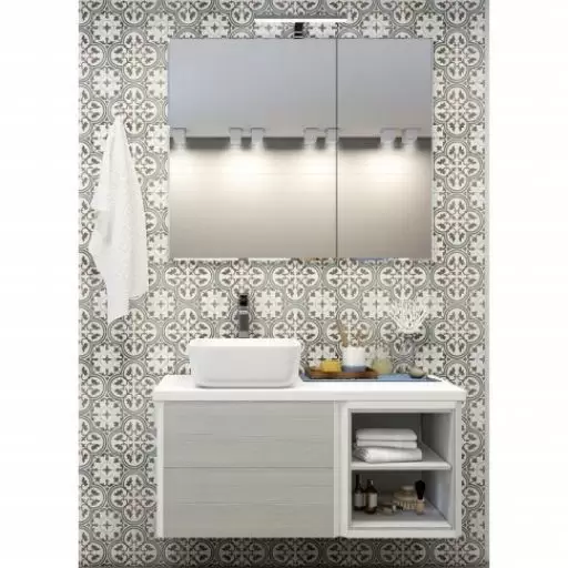 Комплект мебели Брук 100 дуб латте с зеркальным шкафом