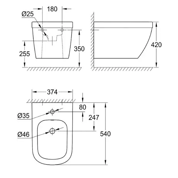 Биде подвесное Euro Ceramic, с гигиеническим покрытием, 3920800H GROHE
