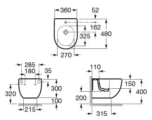 Биде подвесное укороченное Roca Meridian 357246000