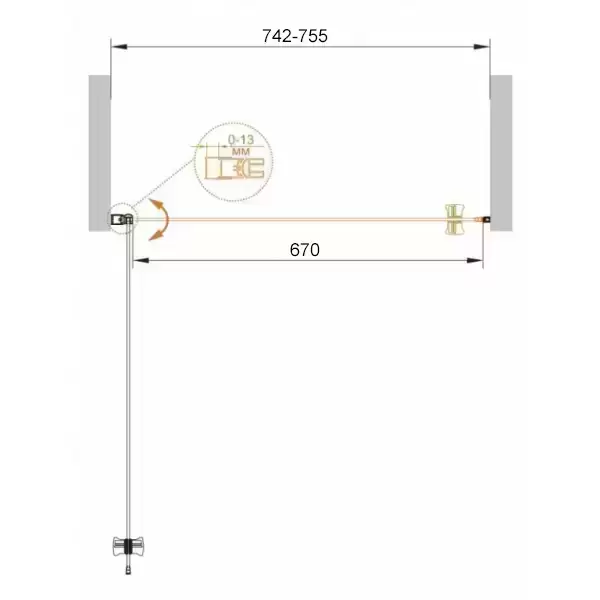 Душевая дверь ECO-B-1-75-C-Cr 750x1900