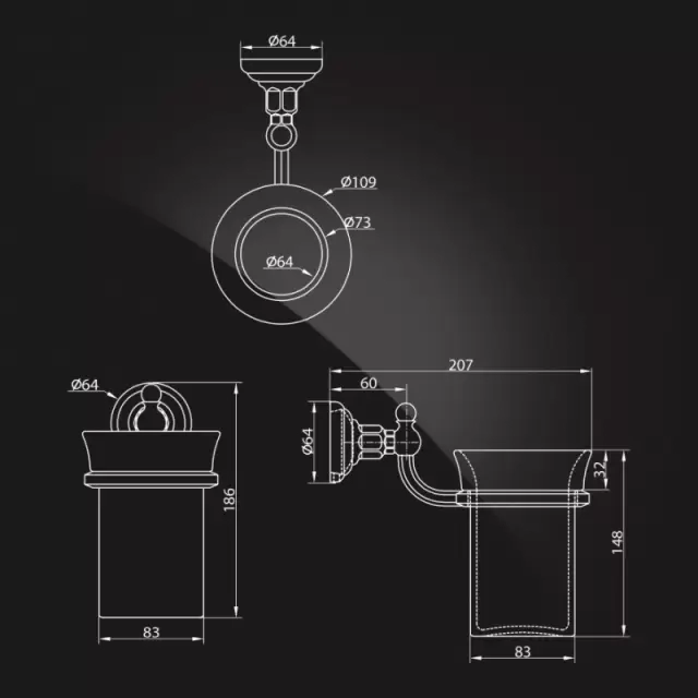 Держатель ерша настенный, стекло Elghansa PRK-812