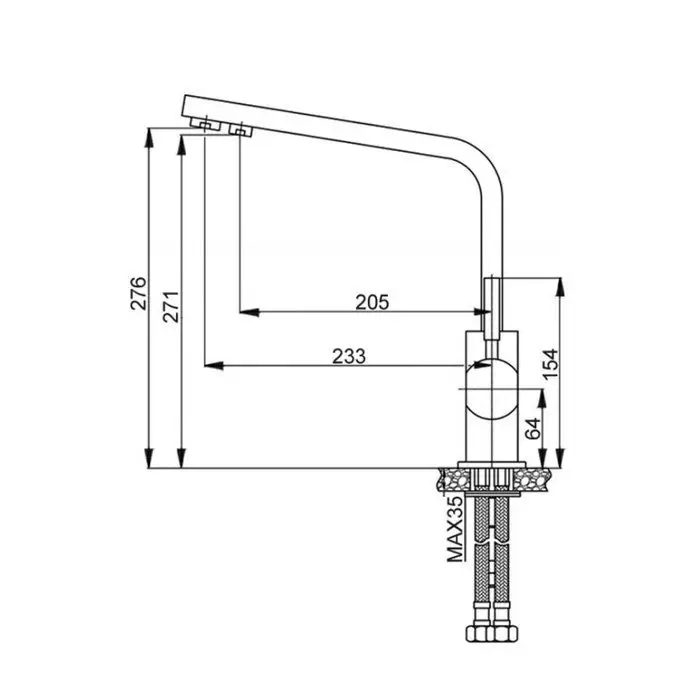 Смеситель для кухни однорычажный (для фильтра) с бок. переключателем 5604632 Elghansa