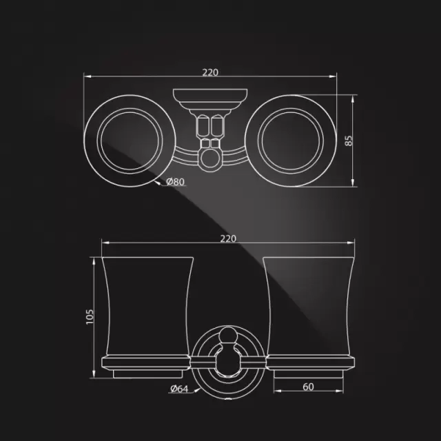 Держатель стаканов двойной, стекло Elghansa PRK-422