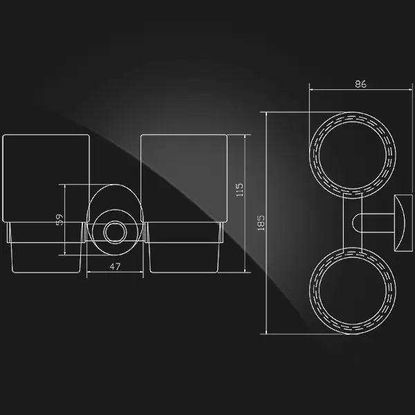 Держатель стаканов двойной, стекло Elghansa WRG-420