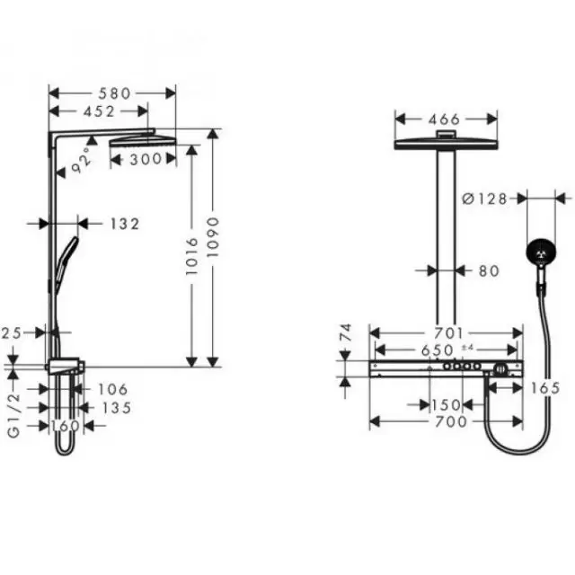 Душевая система Rainmaker Select 460 3jet Showerpipe 27106400 HANSGROHE