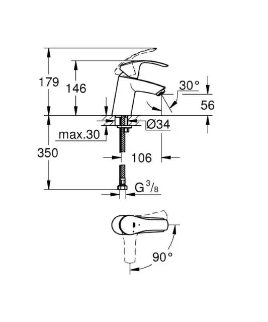 Смес.д.раков,ES кар,гл.к,S-size ESM 2015 32154002 GROHE